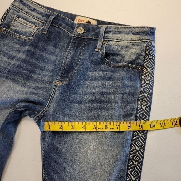 Driftwood Jackie High Rise Skinny Jeans with Embroidered Aztec Side Stripe sz 28 - Picture 11 of 13
